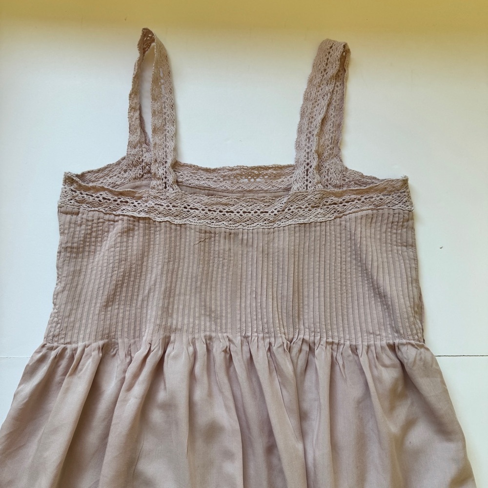 Aritzia Wilfred Leone Slip Mini Dress Pink La Boheme Crochet Pintuck Sz S - Picture 11 of 16